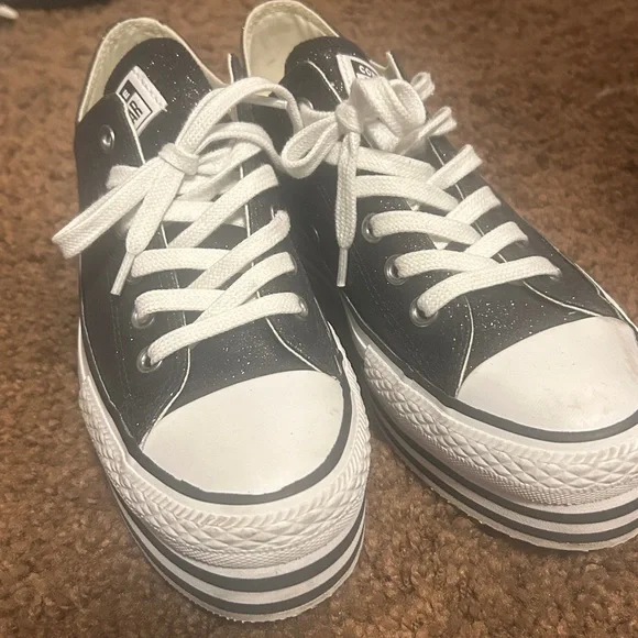 Converse Black Glitter Platform Sneakers - Picture 2 of 8
